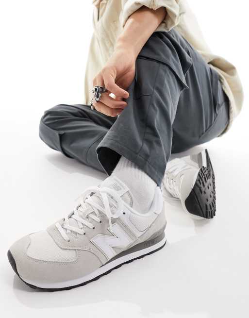 White and grey store new balance 574