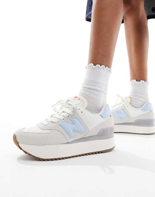 New balance 574 blue and white best sale