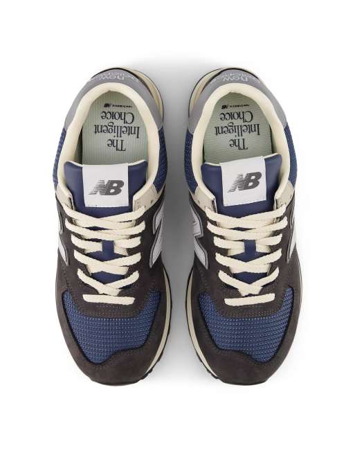 New Balance - 574 - Sneakers in zwart en blauw, 3 van 4