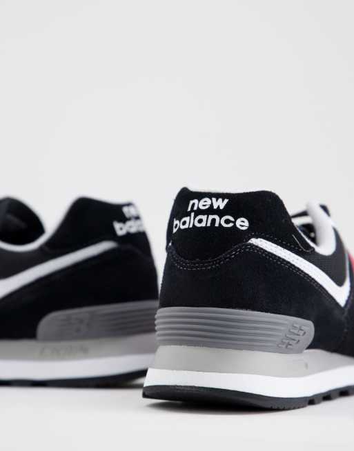 New Balance - 574 - Sneakers in zwart en rood, 2 van 4