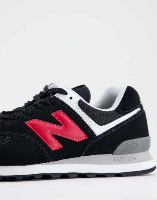 New Balance - 574 - Sneakers in zwart en rood, 4 van 4