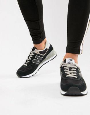 New Balance - 574 Sneakers in zwart suède