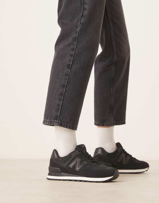 New Balance - 574 - Sneakers in zwarte slangenprint, 3 van 5