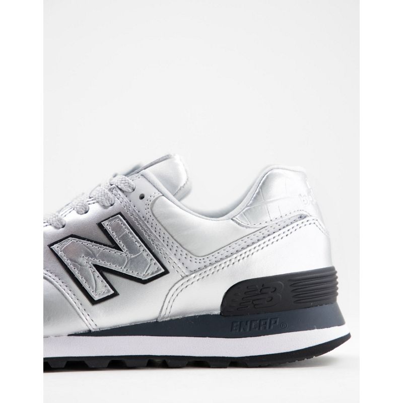 Donna YyxB9 New Balance - 574 - Sneakers metallizzate argento