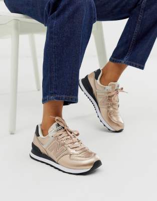 New Balance - 574 - Sneakers metallizzate rosa oro | ASOS