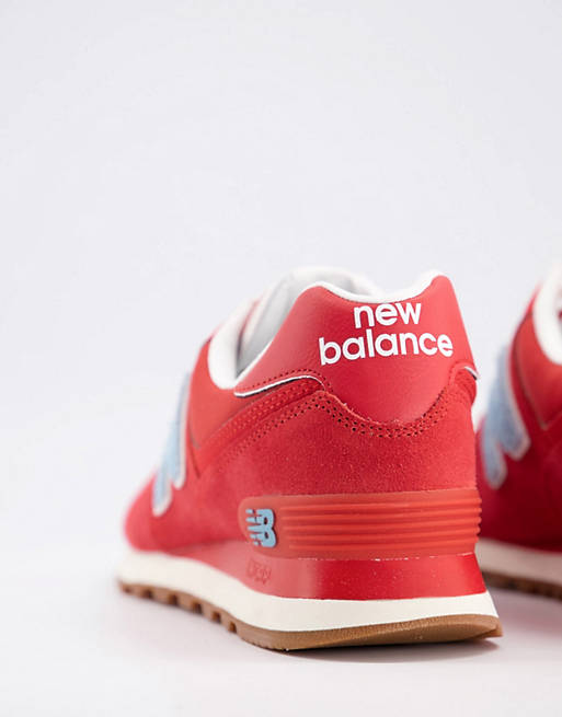 New Balance - 574 - Sneakers rosse e celesti