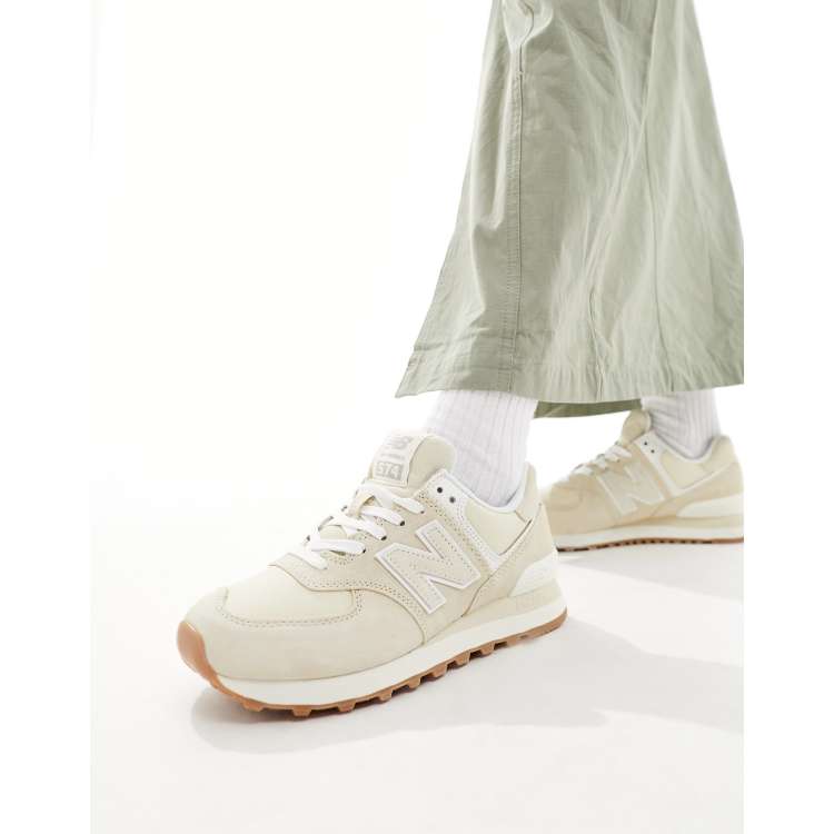 New Balance 574 sneakers with gum sole in beige ASOS