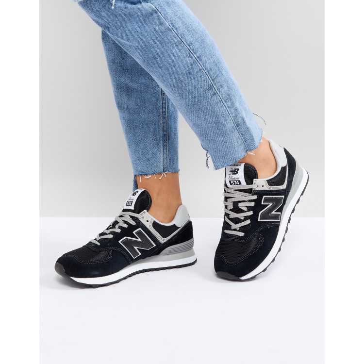 New Balance 574 Suede Sneakers In Black | ASOS