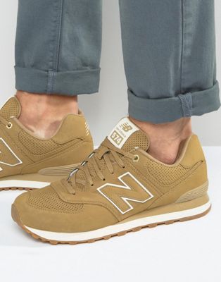 new balance 574 beige suede trainers