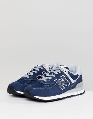 Balance 574 Suede Trainers In Navy | ASOS