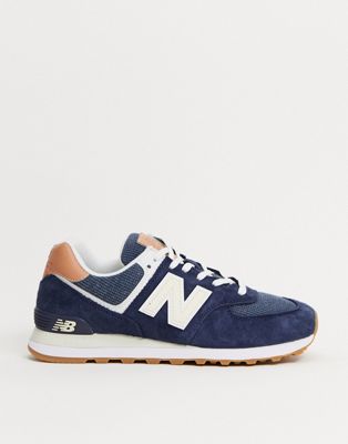 New Balance 574 trainer in navy with gum sole | ASOS
