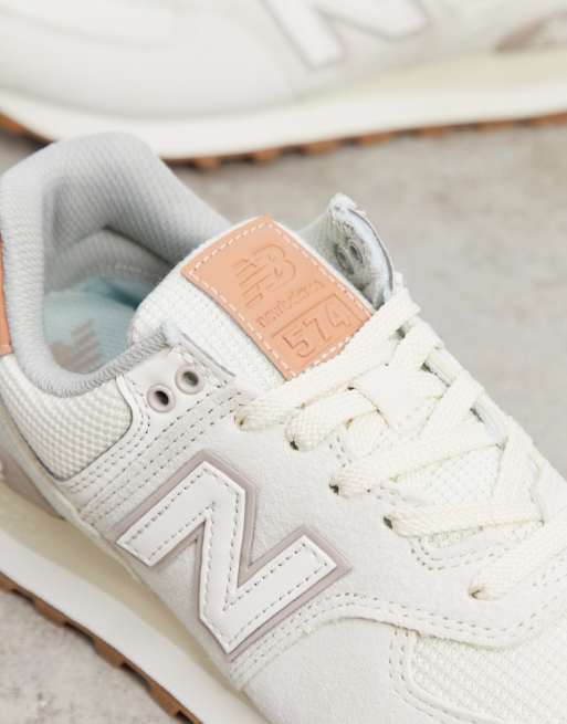 New balance beige shop & orange 574 trainers