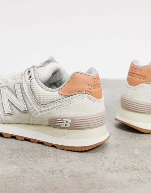 New balance beige store & orange 574 trainers