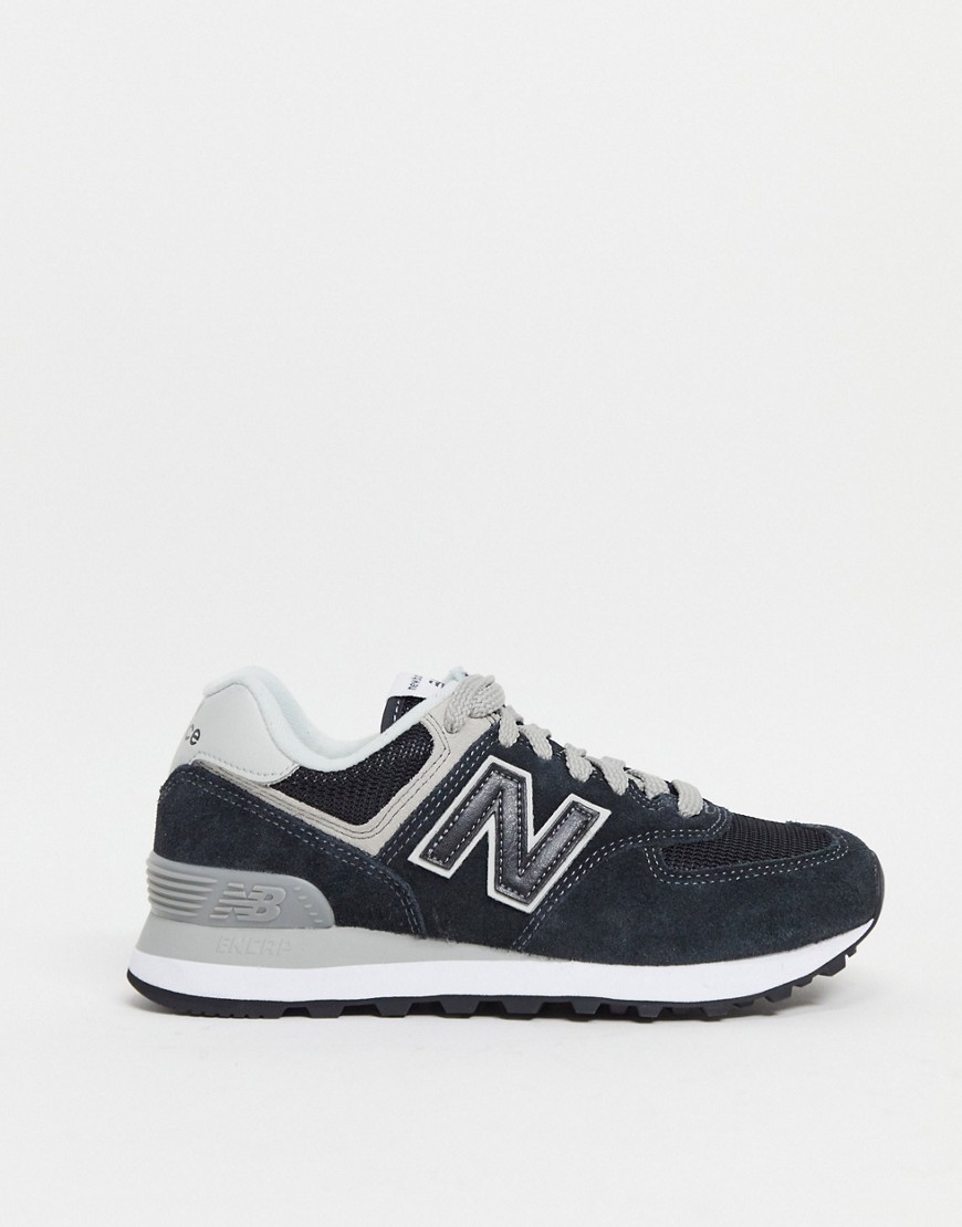 new balance 574 trainers in black and grey