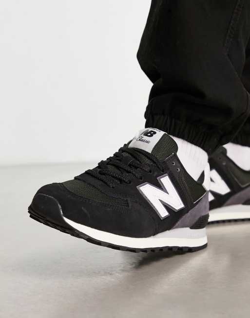 New balance 574 on sale black and white