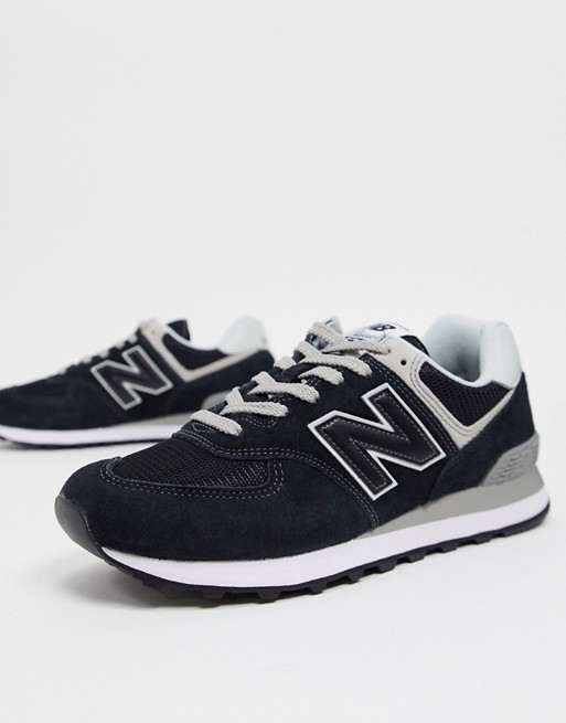 New Balance 574 trainers in black and white
