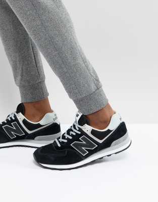 new balance black 574 trainers