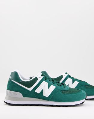 New Balance 574 trainers in deep green and white - ASOS Price Checker