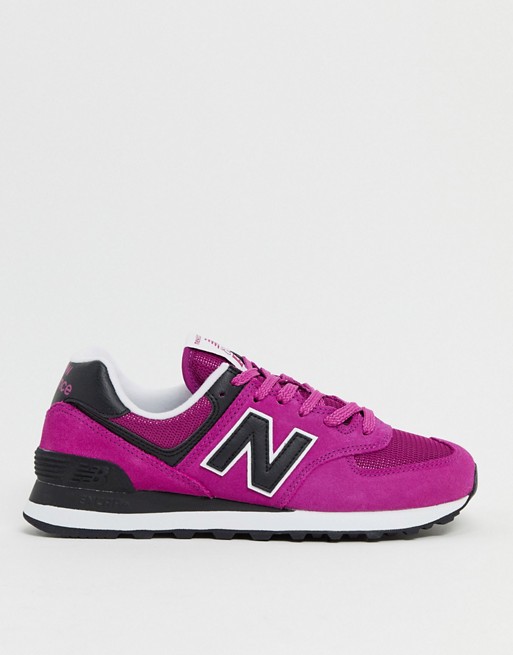 New Balance 574 trainers in fuchsia and black | Parfaire