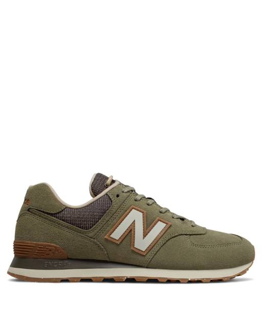 New balance khaki 574 hot sale trainers