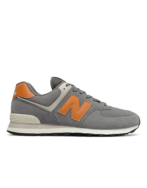 do an experiment Danish launch New Balance 574 trainers in grey and orange | ASOS