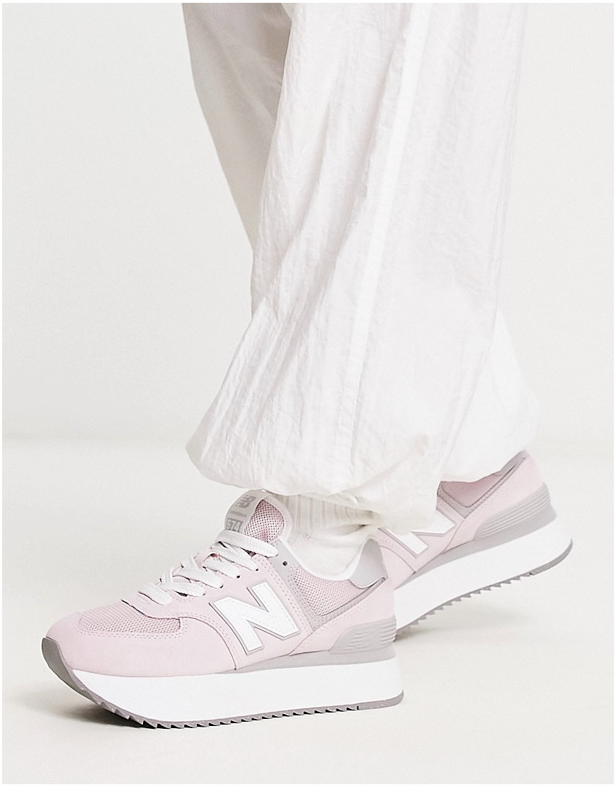 New Balance 574+ trainers in light pink