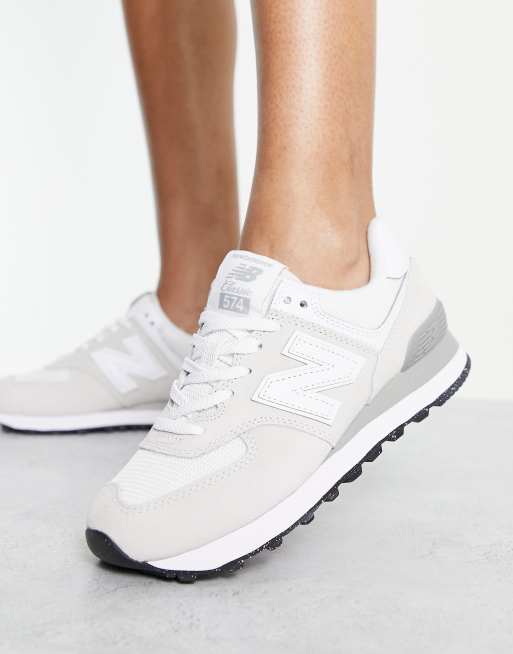 New Balance 574 trainers in metallic white and silver | ASOS