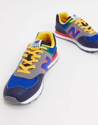 New Balance 574 trainers in multi blue 