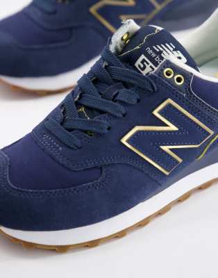 new balance 574 navy gold