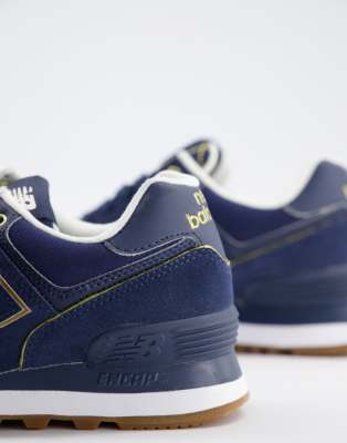 new balance 574 navy gold