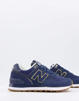 new balance 574 navy gold