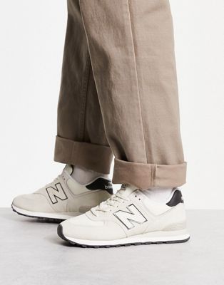 New Balance 574 trainers in white and burgundy