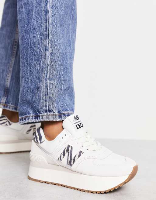 Balance 574+ trainers in off white zebra | ASOS