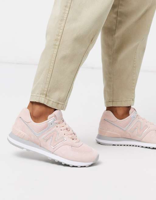 new balance 574 white with pink