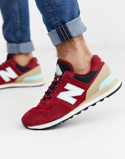 New Balance 574 trainers in red