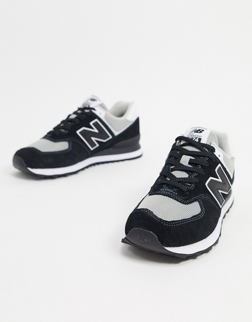New Balance 574 trainers in silver and black