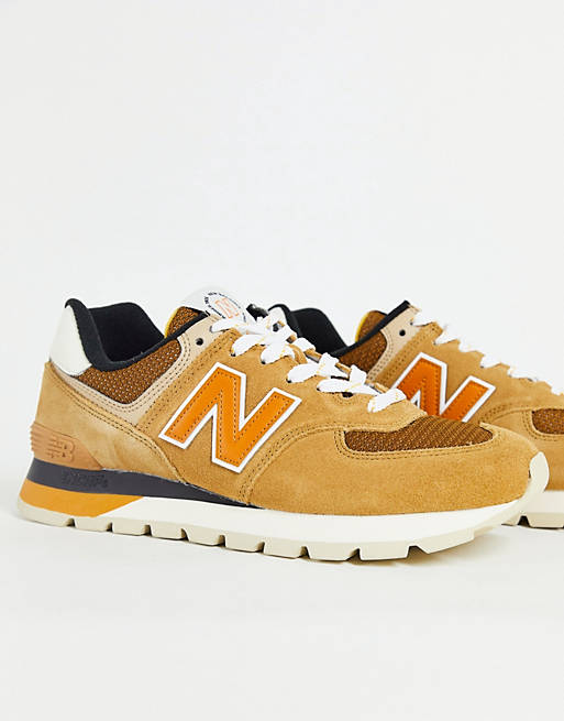 New Balance 574 trainers in stone brown | ASOS