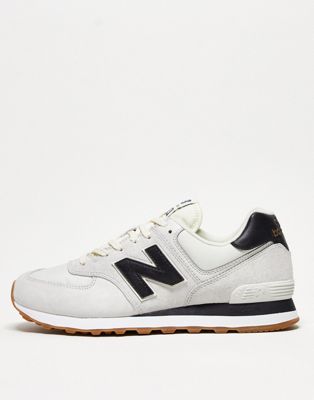 New Balance 574 trainers in white and black - ASOS Price Checker