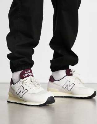 New balance deals 574 burgundy trainers