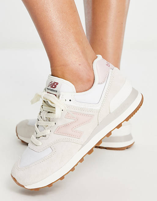 Provisional Intend cheekbone New Balance 574 trainers in white and pink | ASOS