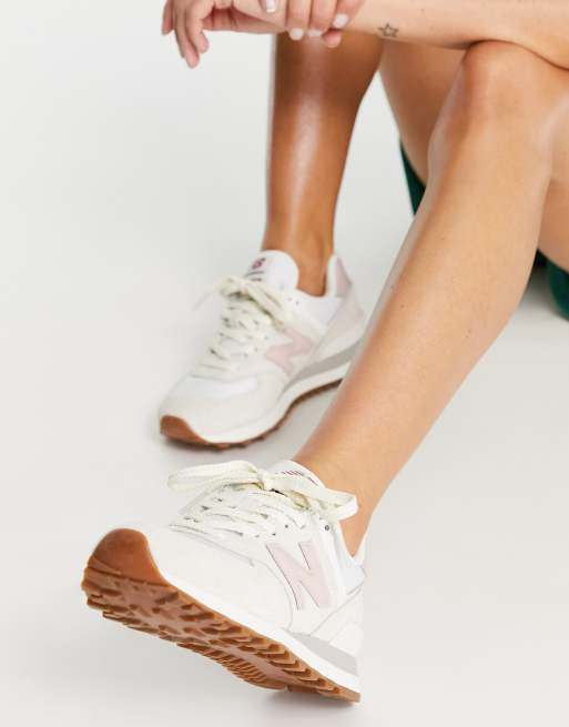 deshonesto Condicional Derritiendo New Balance 574 trainers in white and pink | ASOS