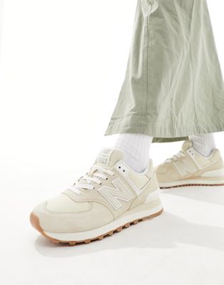 New Balance 574 trainers with gum sole in beige