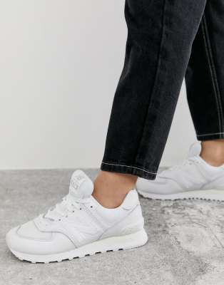 new balance 574 triple white trainers