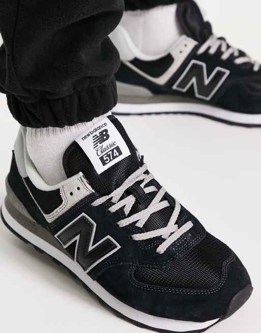 New Balance 574 unisex trainers in black | ASOS