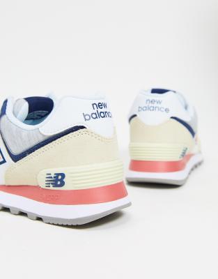 new balance 574 varsity logo sneakers in cream