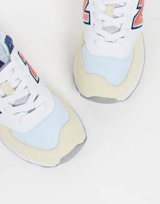 new balance 574 varsity logo sneakers in cream
