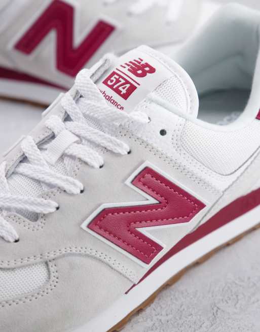 New Balance – 574 – Vita och röda sneakers, 3 av 4