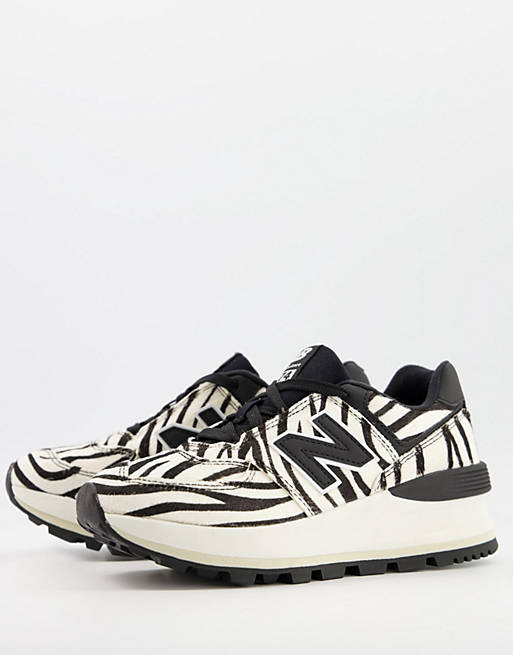 New Balance 574 wedge trainers in zebra print