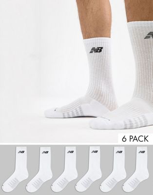 New Balance 6 Pack Crew Socks In White 