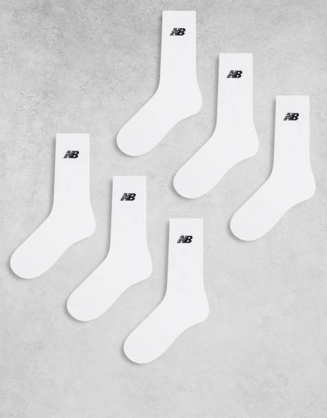 New Balance 6 pack everyday socks in white with black logo - view 1